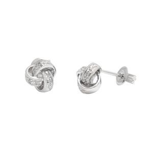 Silver Diamond Love Knot Earrings
